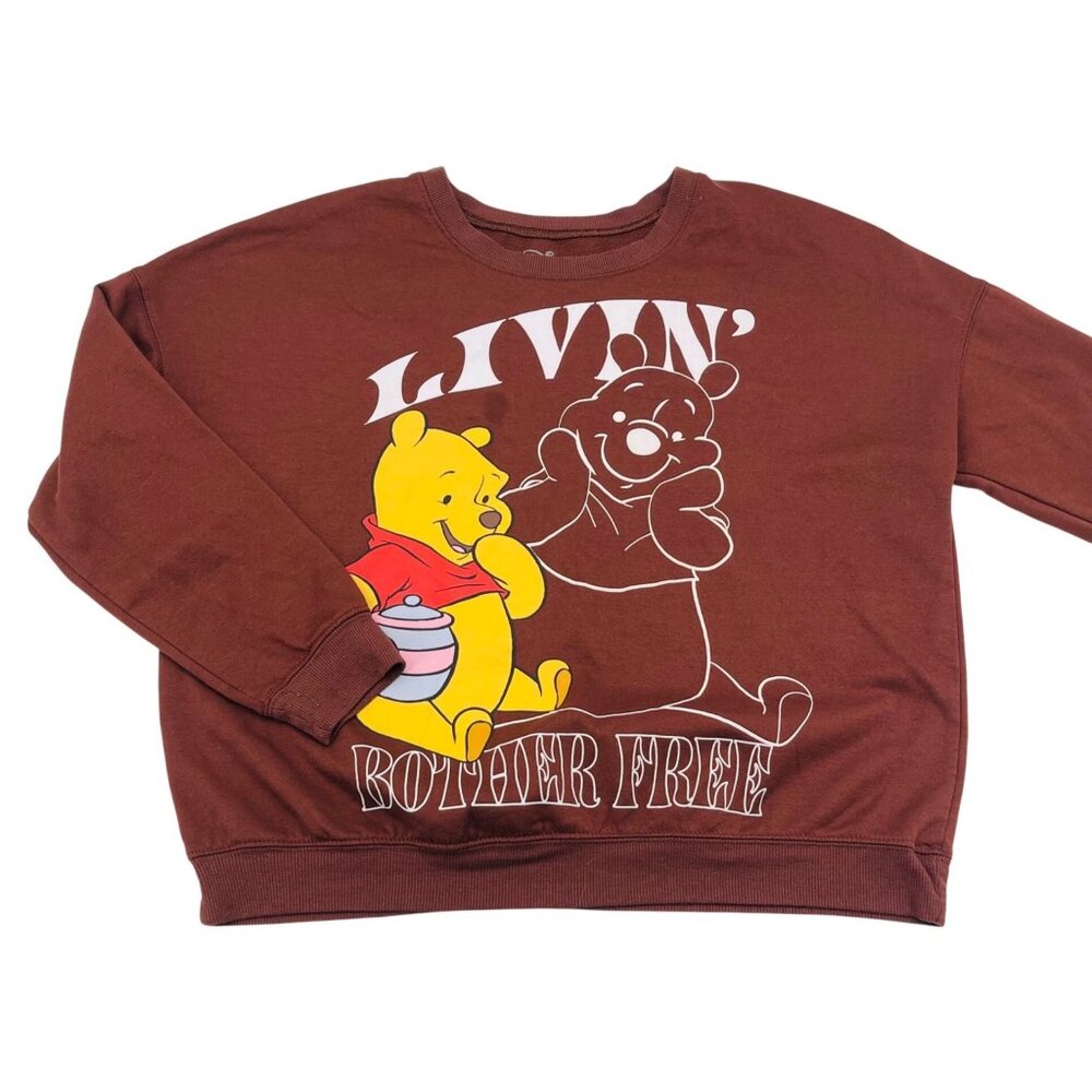 Disney Winnie The Pooh Livin Crewneck Sweatshirt Brown‎ Women's Size XL